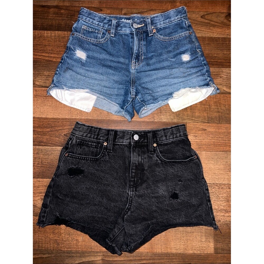 girls old navy Classic High-Rise Denim Shorts - Blue and Black size 12 L